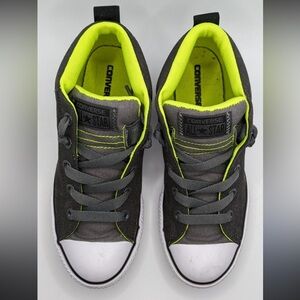 Converse Kids Charcoal and‎ Lime Sneakers